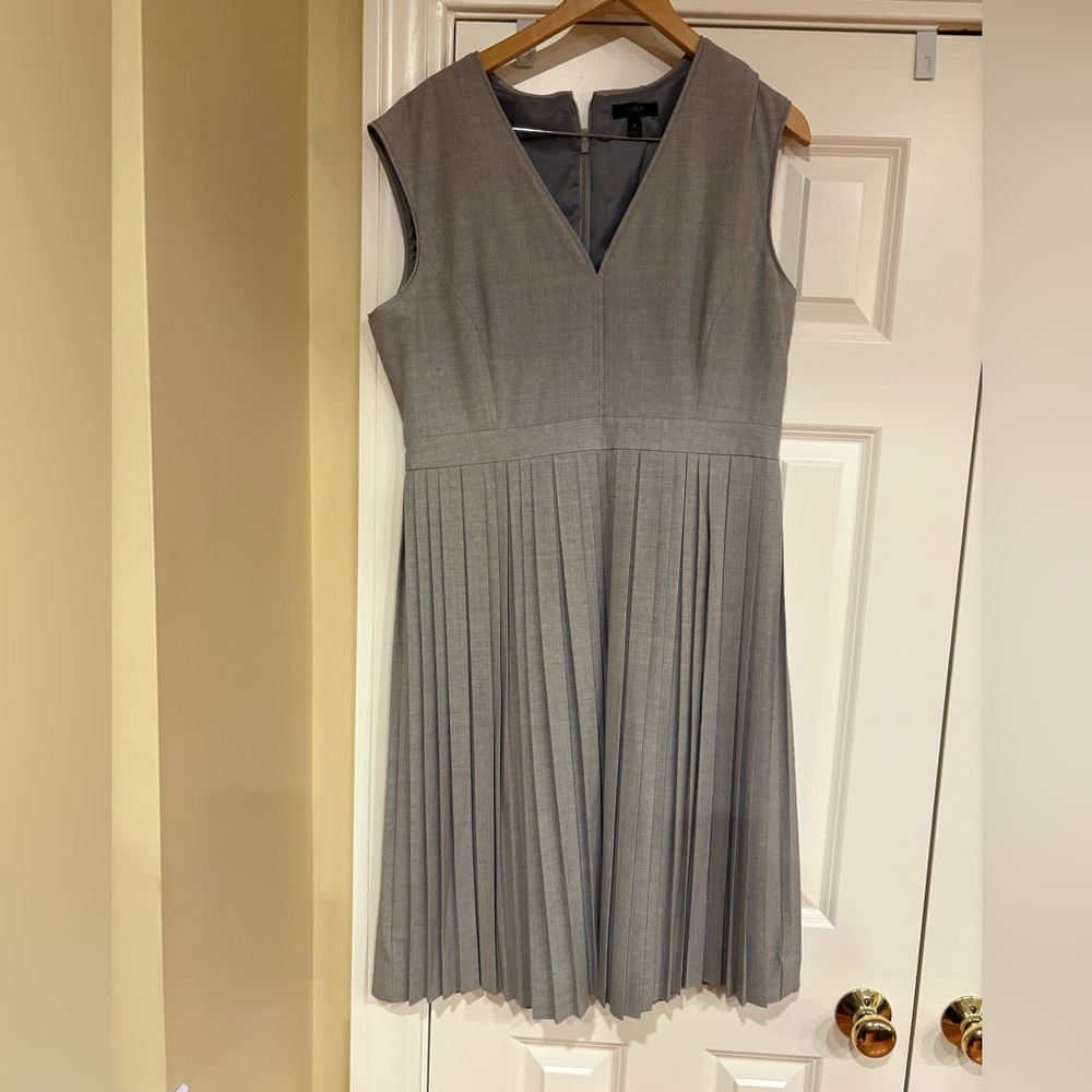 J. Crew Gray Pleated Midi Dress